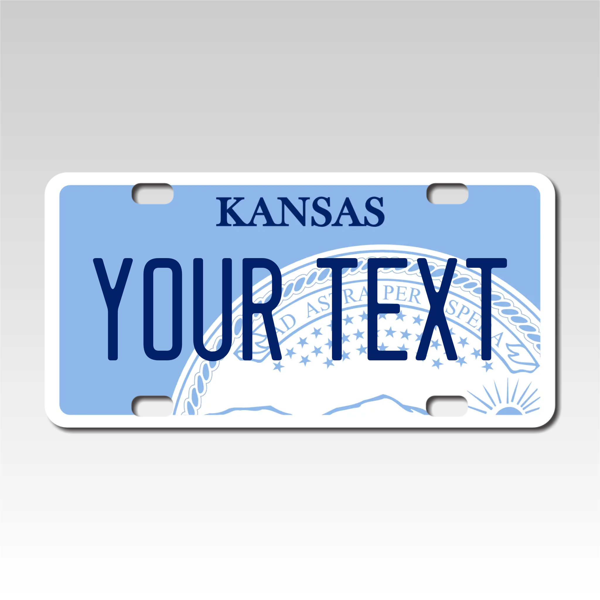 Personalized Kansas 3" X 6" FRP Plastic License Plate Version 1