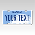Personalized Kansas 3" X 6" FRP Plastic License Plate Version 1
