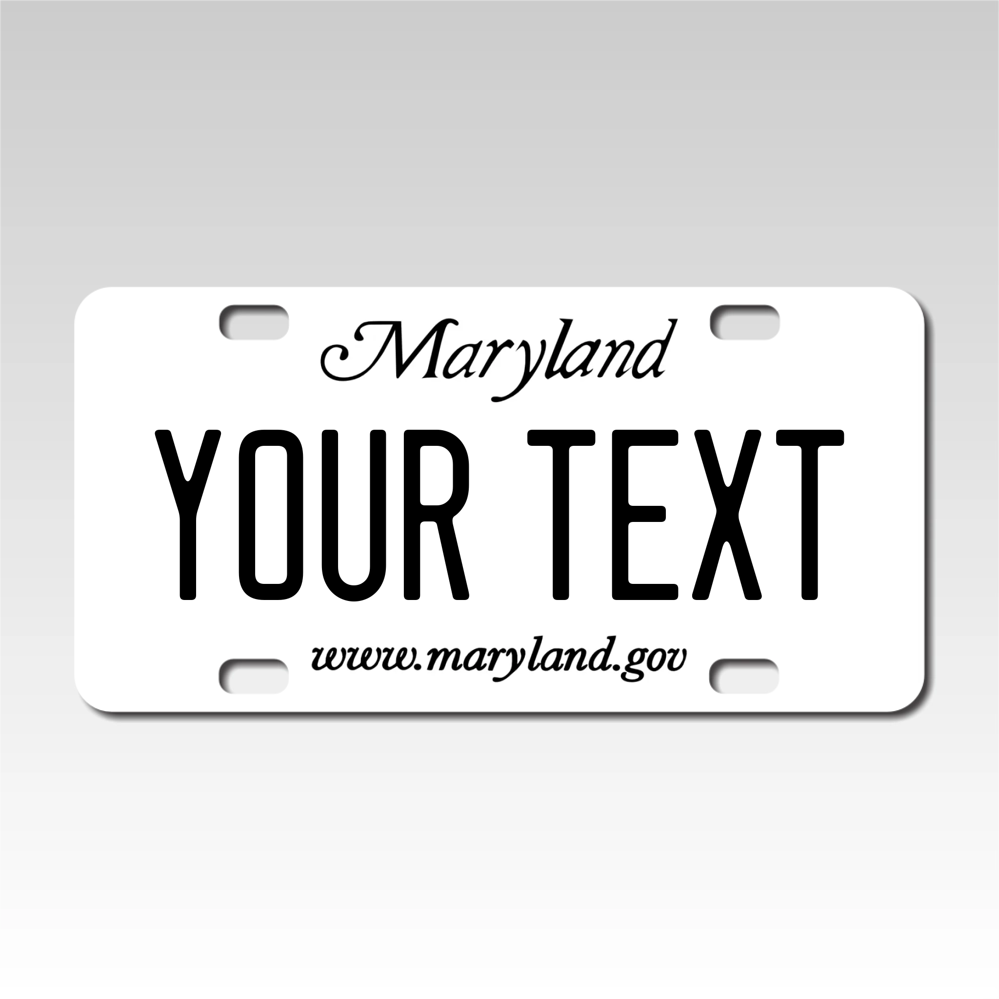 Personalized Maryland 3" X 6" FRP Plastic License Plate Version 1