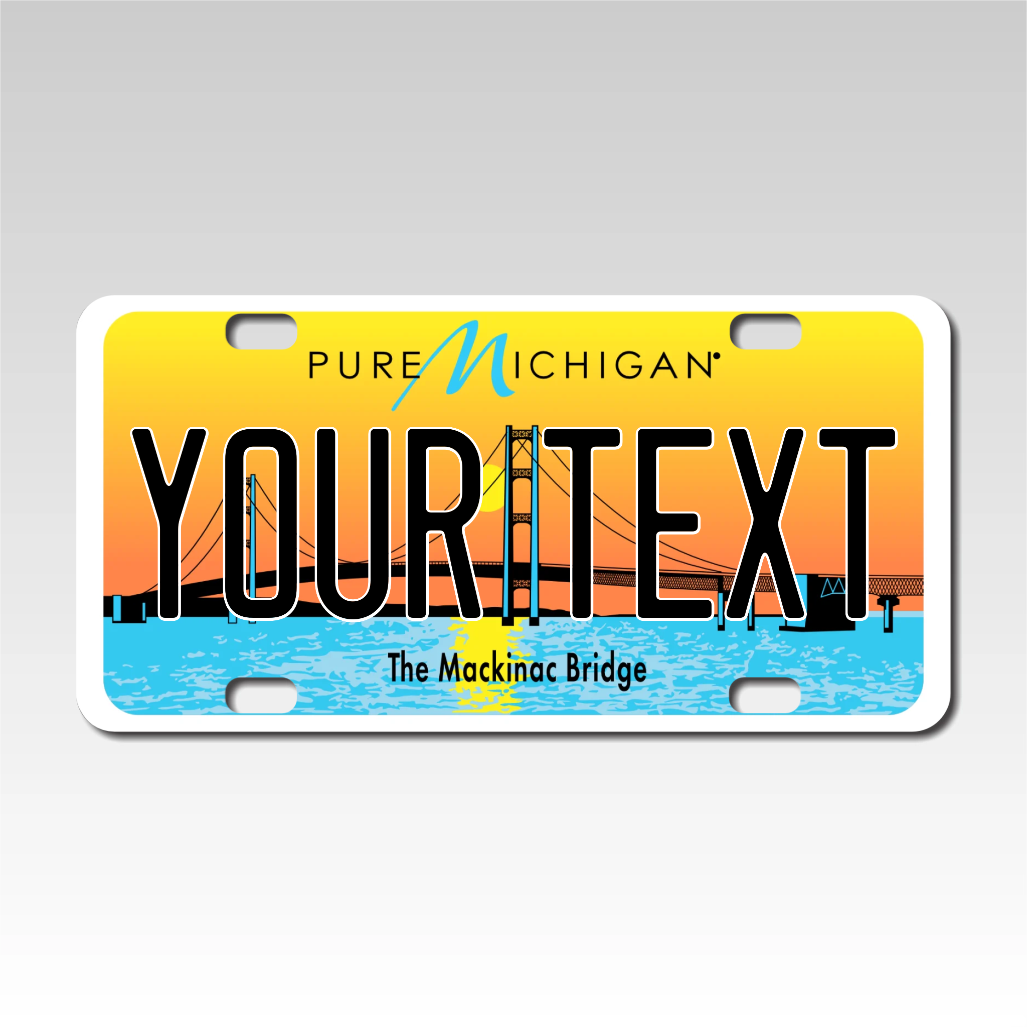 Personalized Michigan 3" X 6" FRP Plastic License Plate Version 4