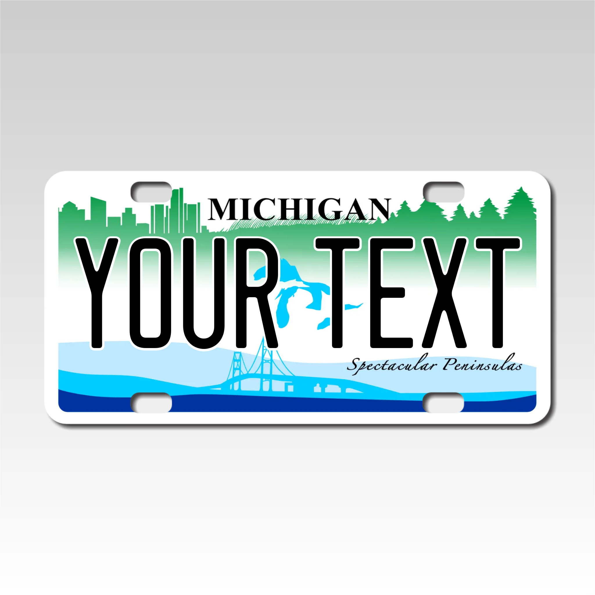 Personalized Michigan 3" X 6" FRP Plastic License Plate Version 2