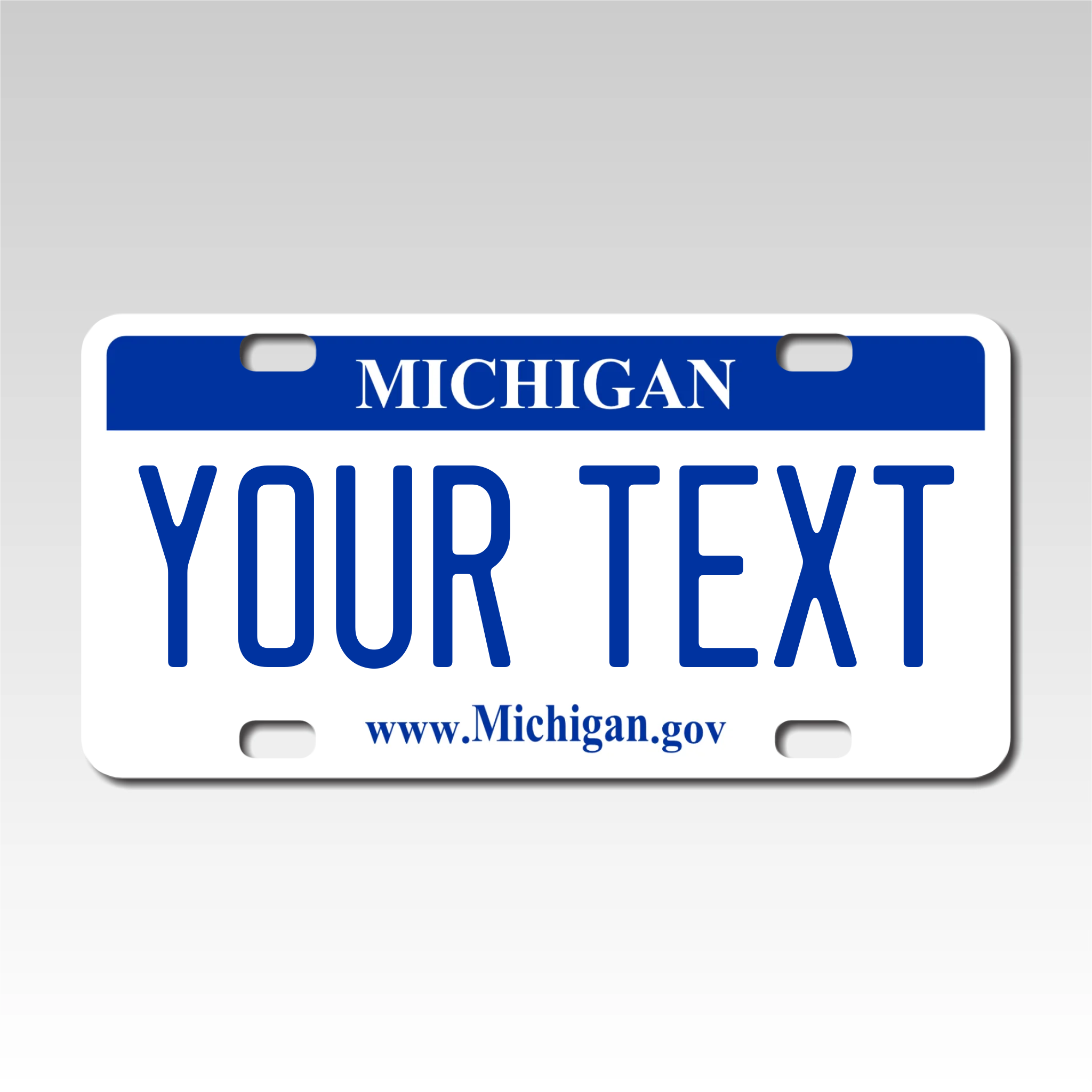 Personalized Michigan 3" X 6" FRP Plastic License Plate Version 1