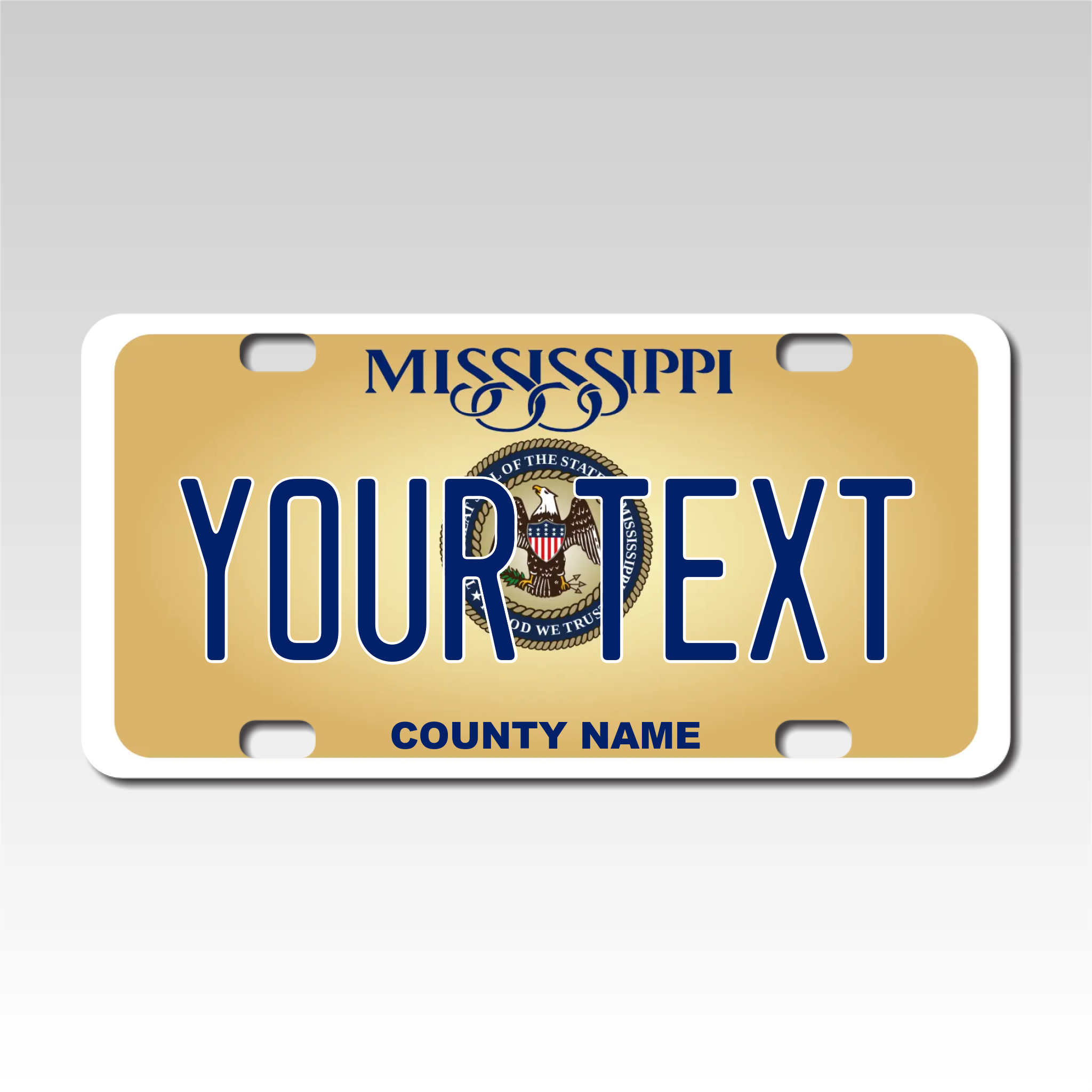 Personalized Mississippi 3" X 6" FRP Plastic License Plate