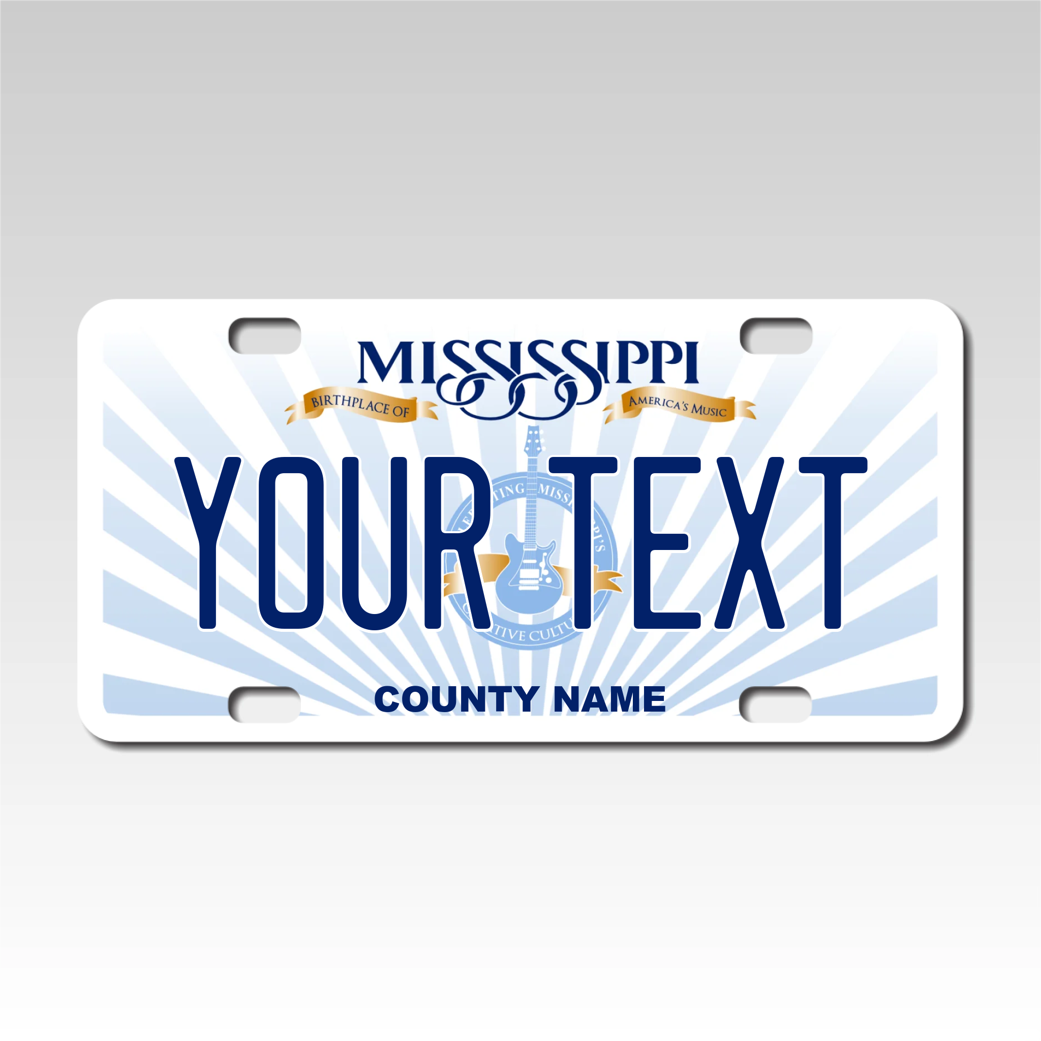 Personalized Mississippi 3" X 6" FRP Plastic License Plate