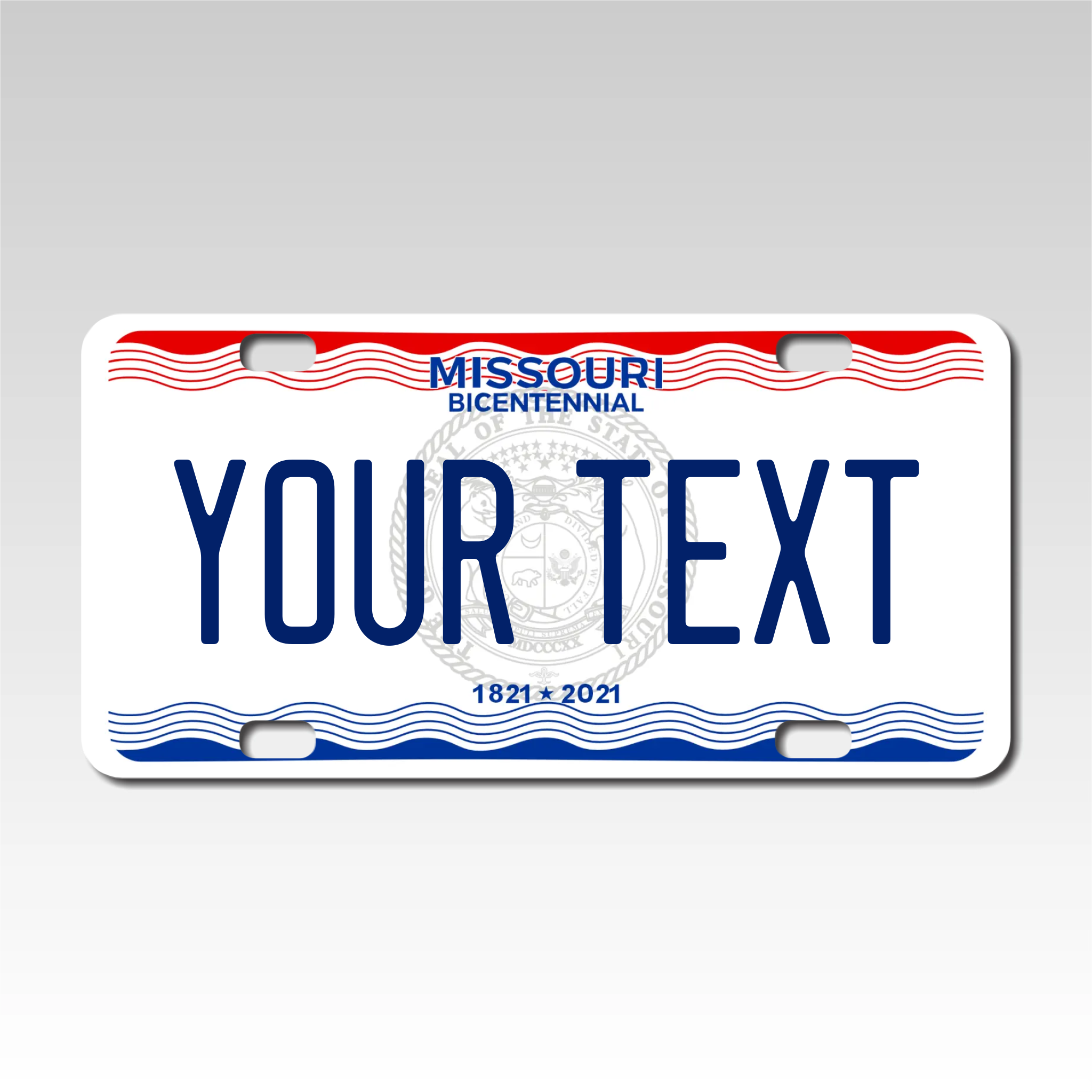 Personalized Missouri 3" X 6" FRP Plastic License Plate Version 3