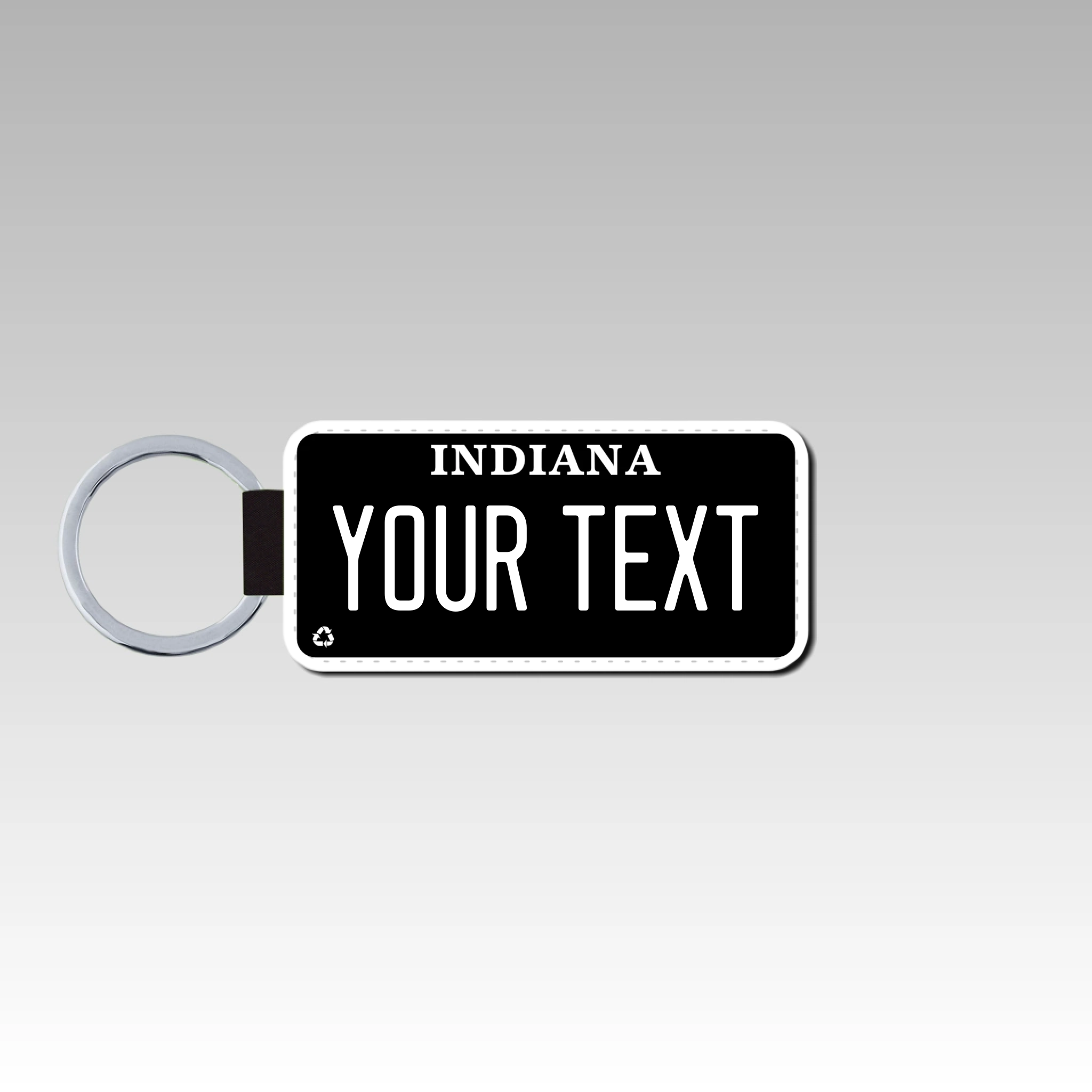 Personalized Indiana 1.5" X 3" Faux Leather License Plate Key Ring Version 4 Black Out