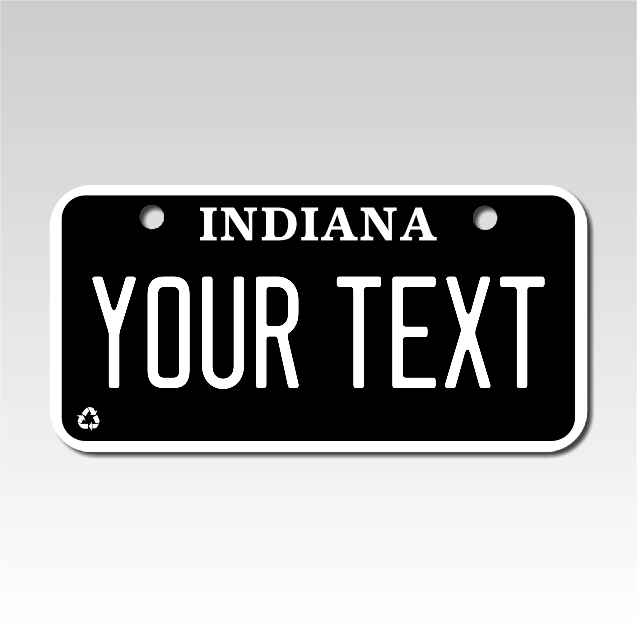 Personalized Indiana 3" X 6" Aluminum License Plate Version 4 Black Out