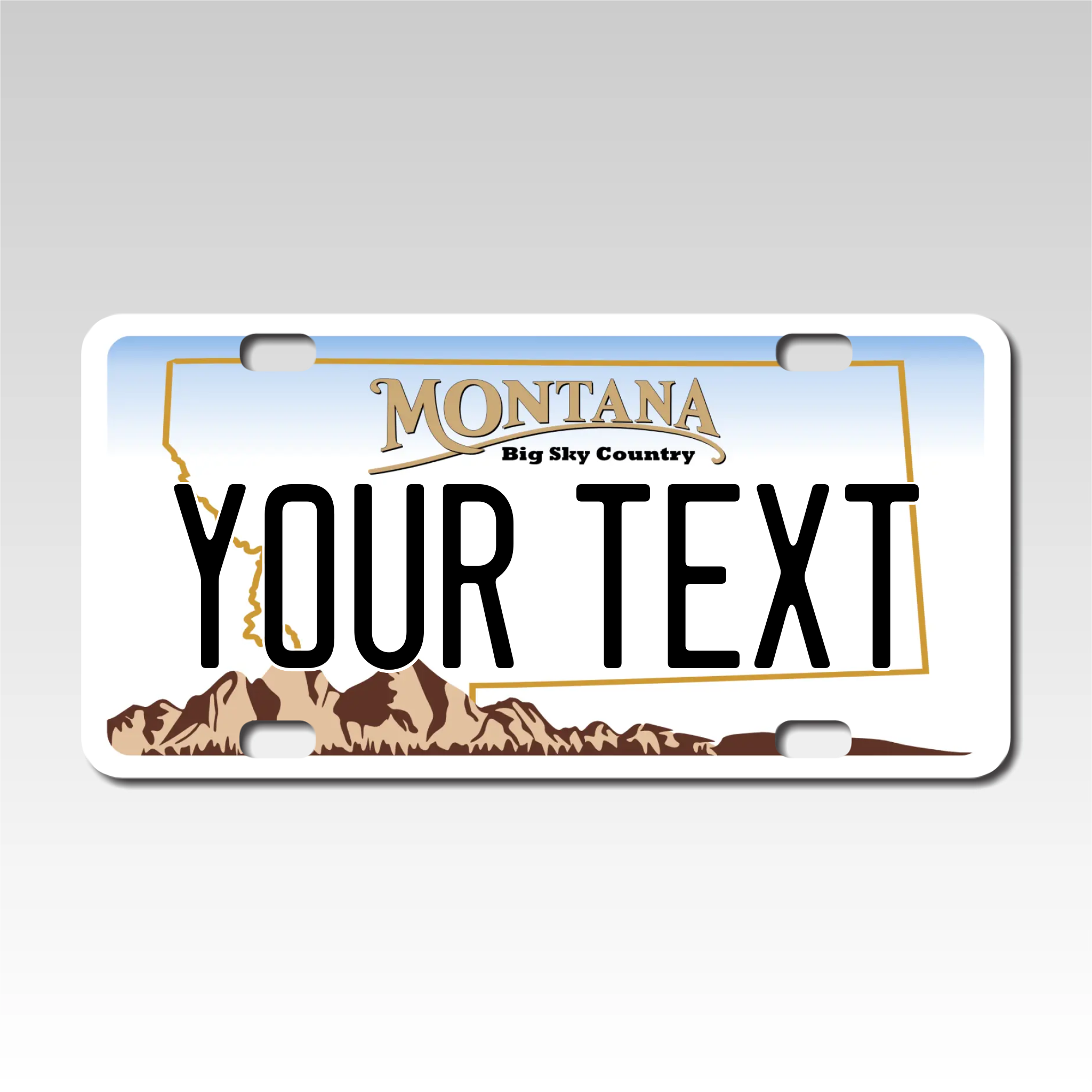 Personalized Montana 3" X 6" FRP Plastic License Plate Version 1