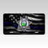 Police - Sheriff 7 Point Badge License Plate with Subdued American Flag Blue Line background.