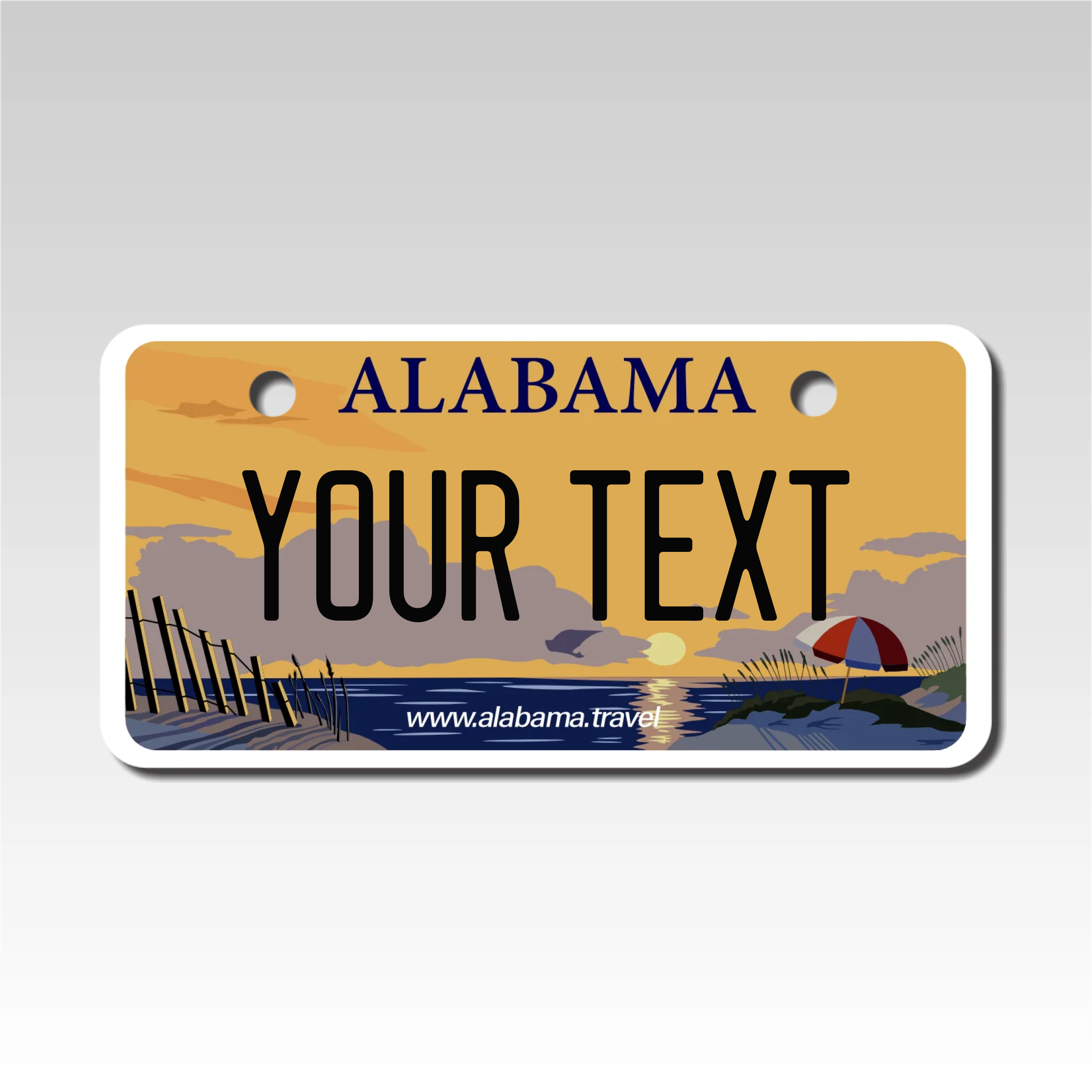 Personalized Alabama Mini License Plate by Custom Plate Pros - Size 2X4