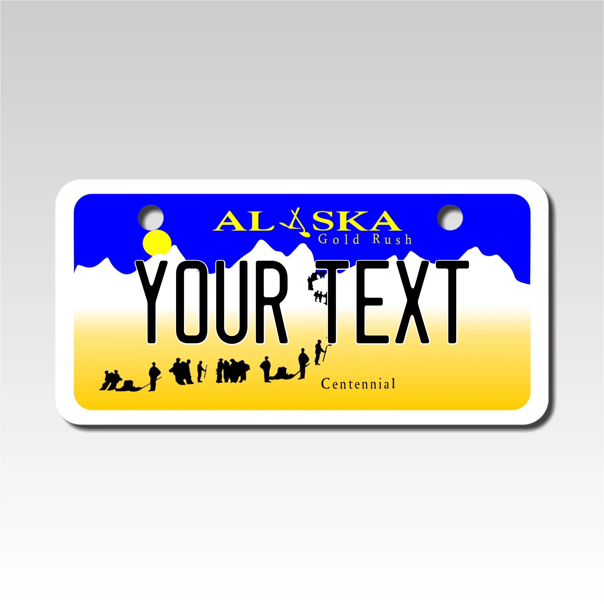 Custom Alaska Mini License Plates - Personalized Design - Size 2X4 - Custom Plate Pros