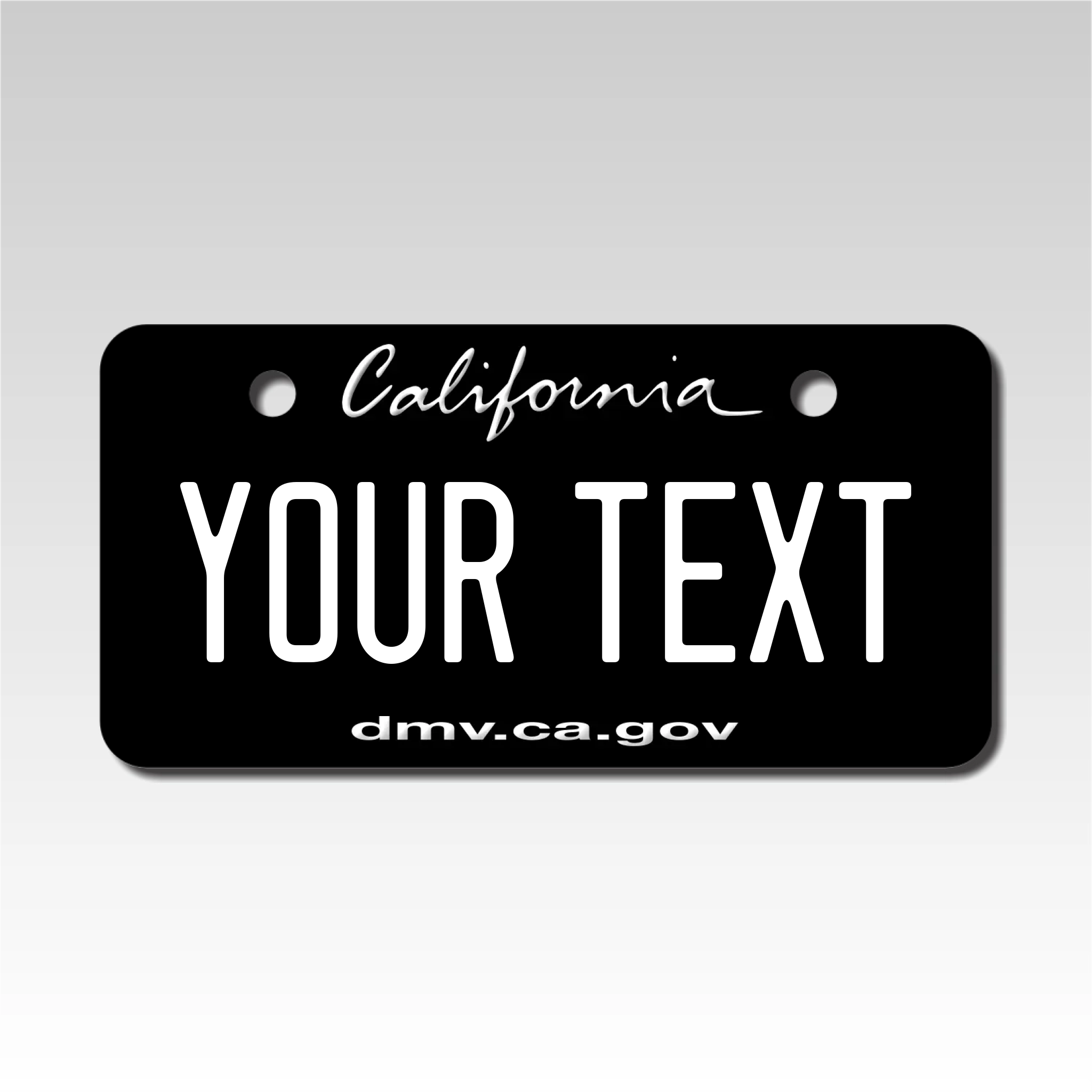 Personalized California 2" X 4" Aluminum License Plate Version 6 Black and white