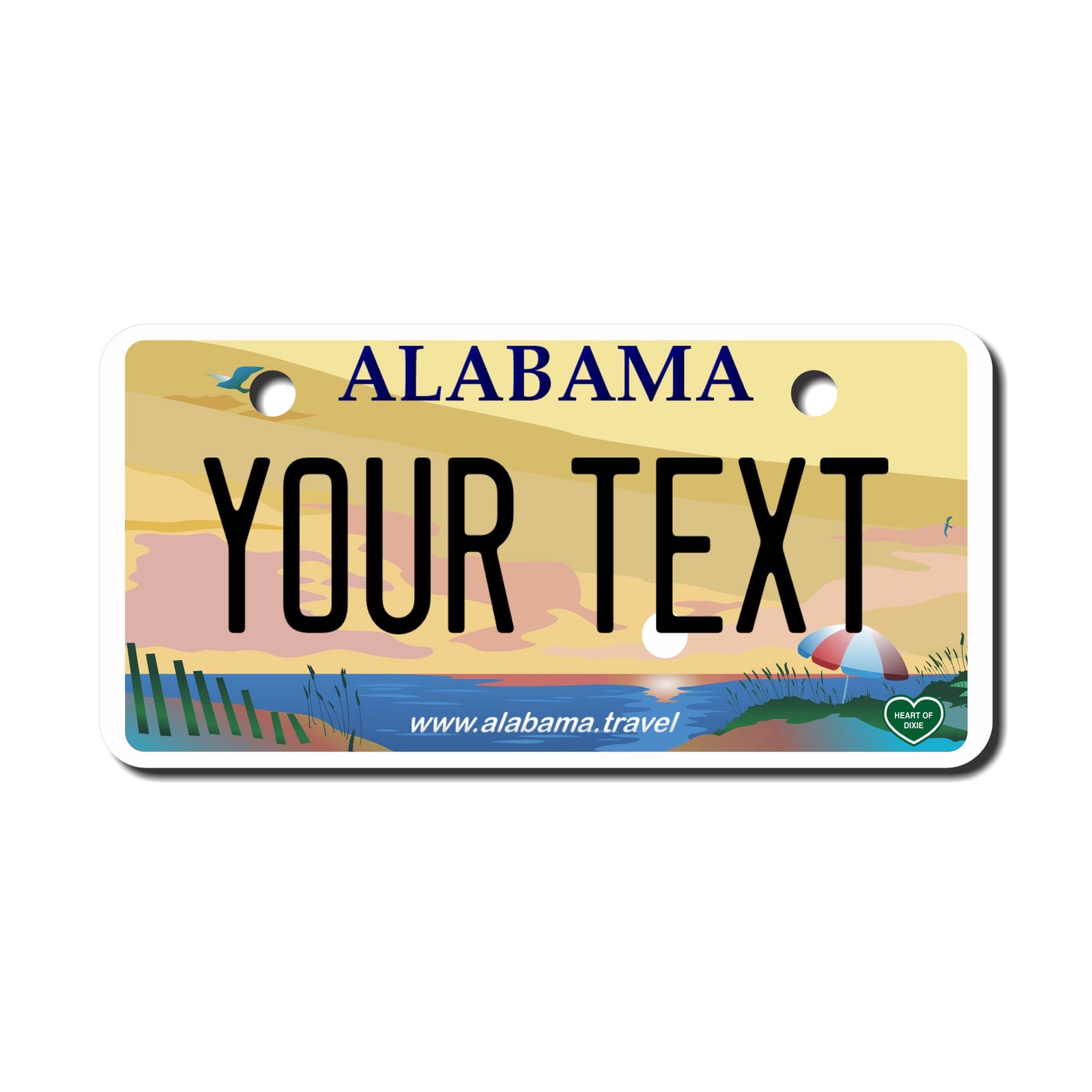 Personalized Alabama Mini License Plate by Custom Plate Pros - Size 2X4