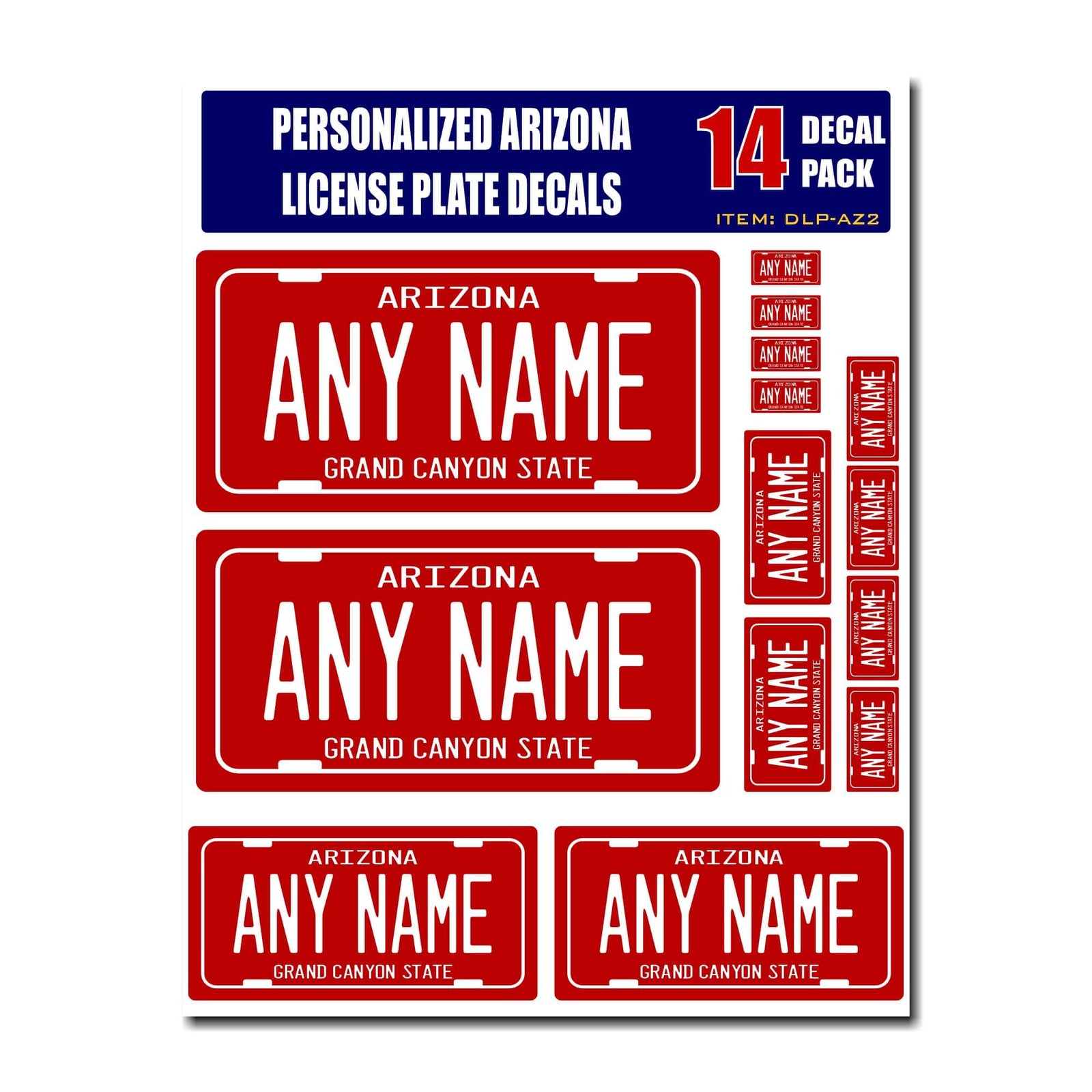 Personalized Arizona License Plate Decals - Stickers Version 2