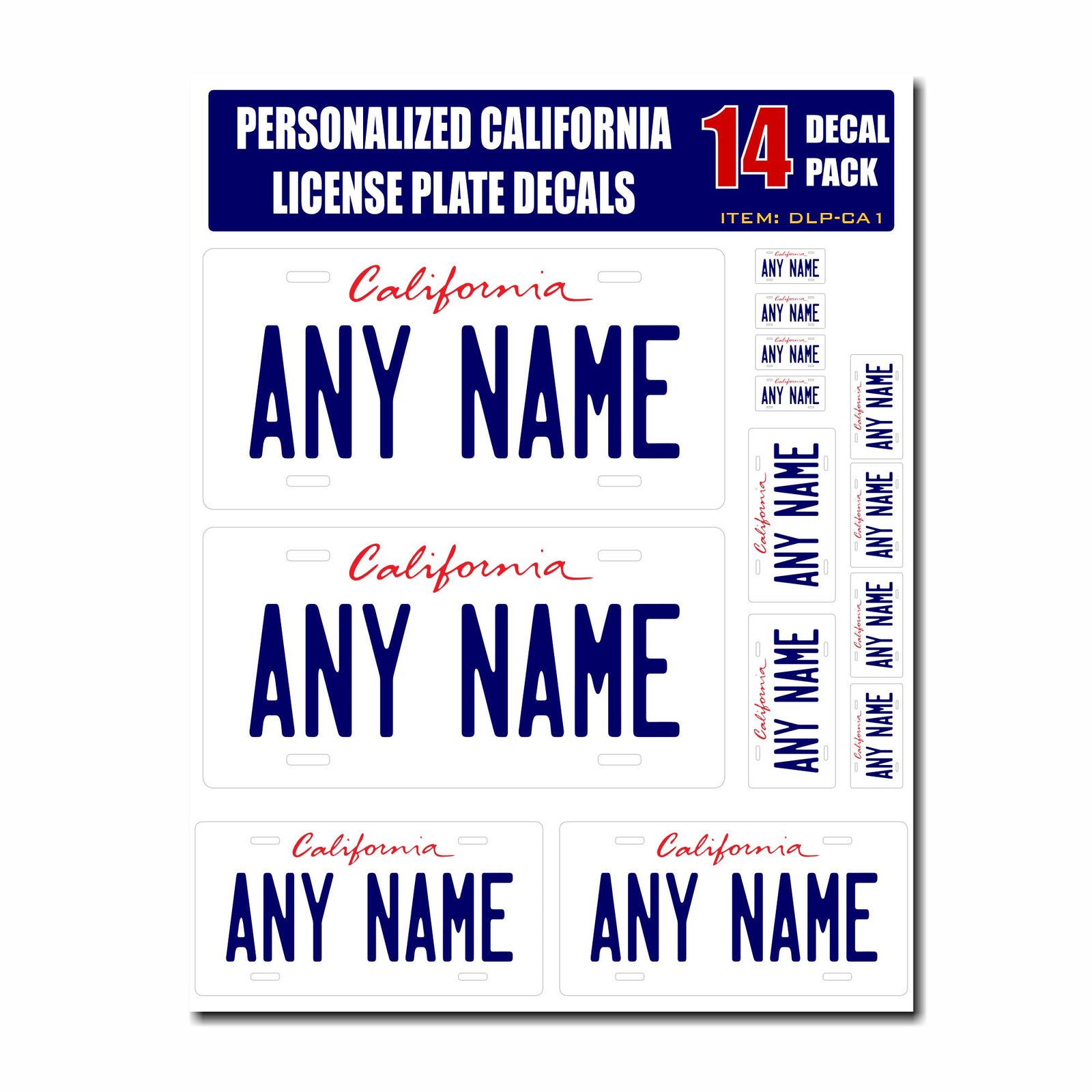 Personalized California License Plate Decals - Stickers Version 1