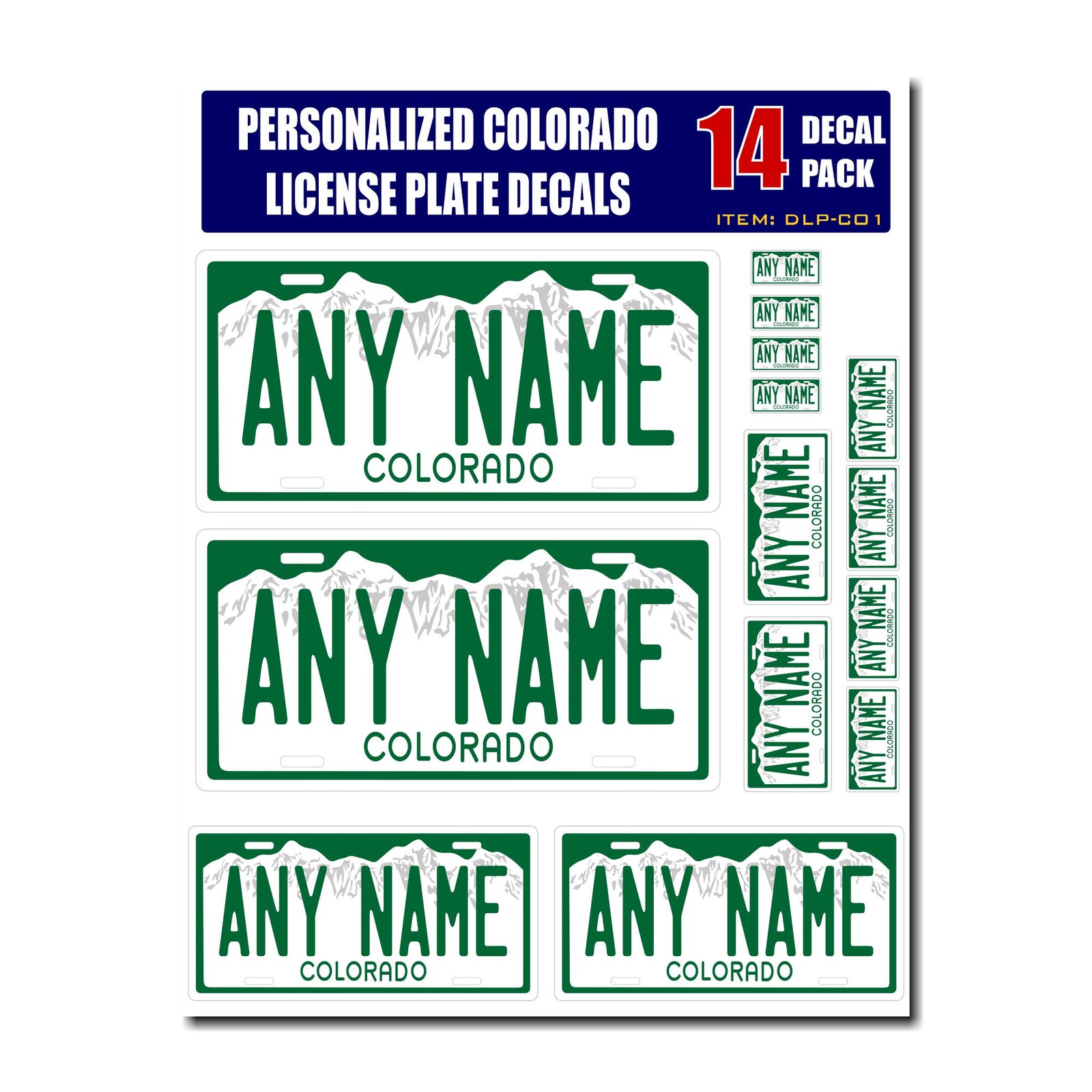 Personalized Colorado License Plate Decals - Stickers Version 1