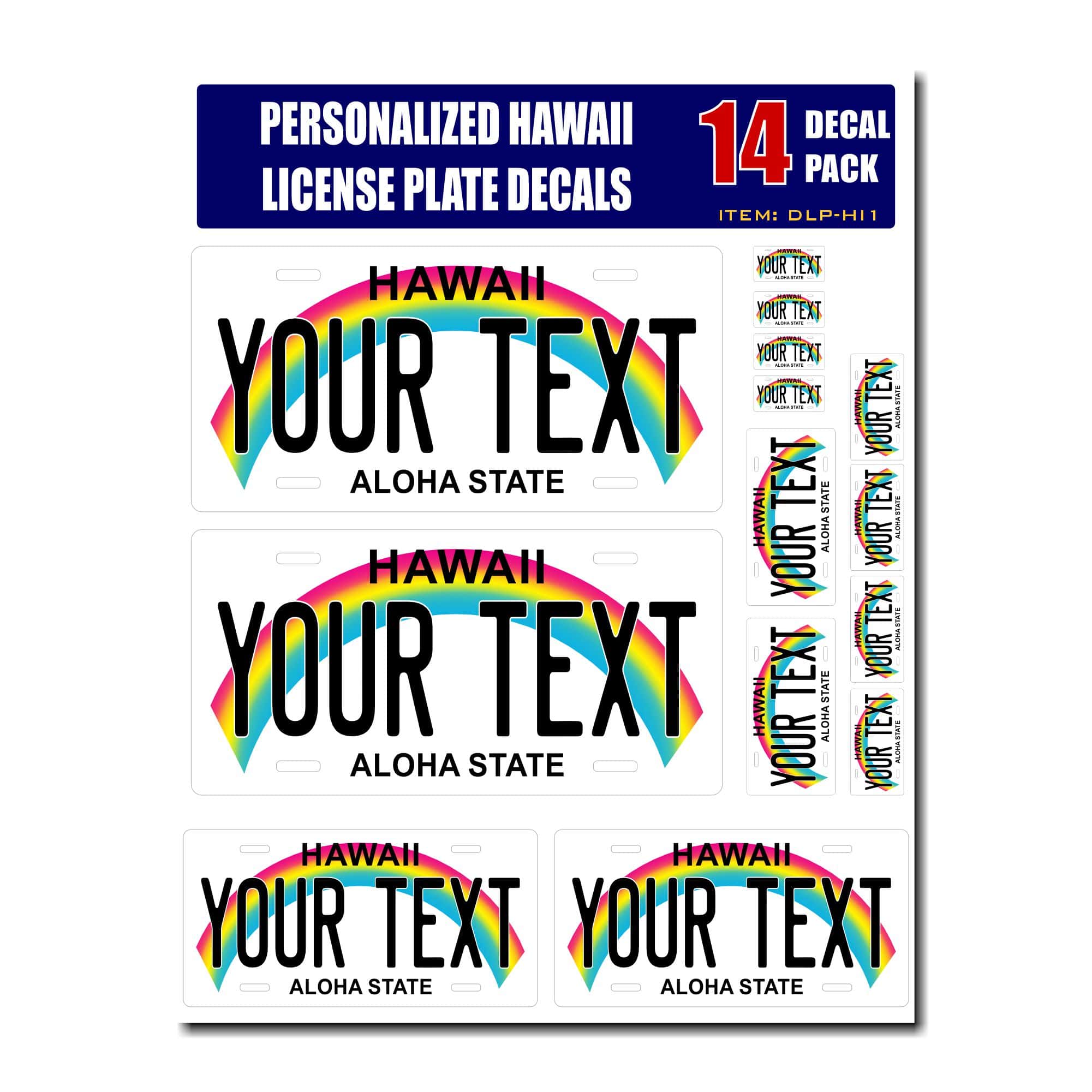 Personalized Hawaii License Plate Decals - Stickers Version 1