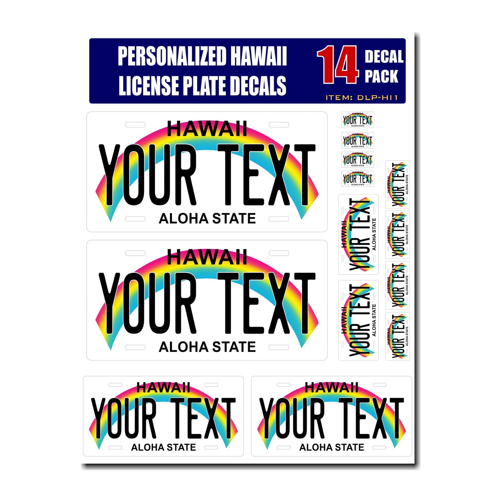 Personalized Hawaii License Plate Decals - Stickers Version 1