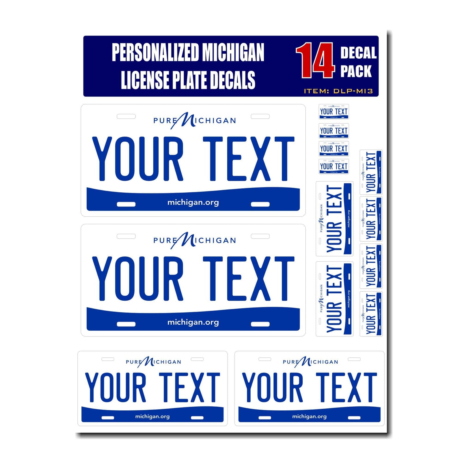 Personalized Michigan License Plate Decals - Stickers Version 3