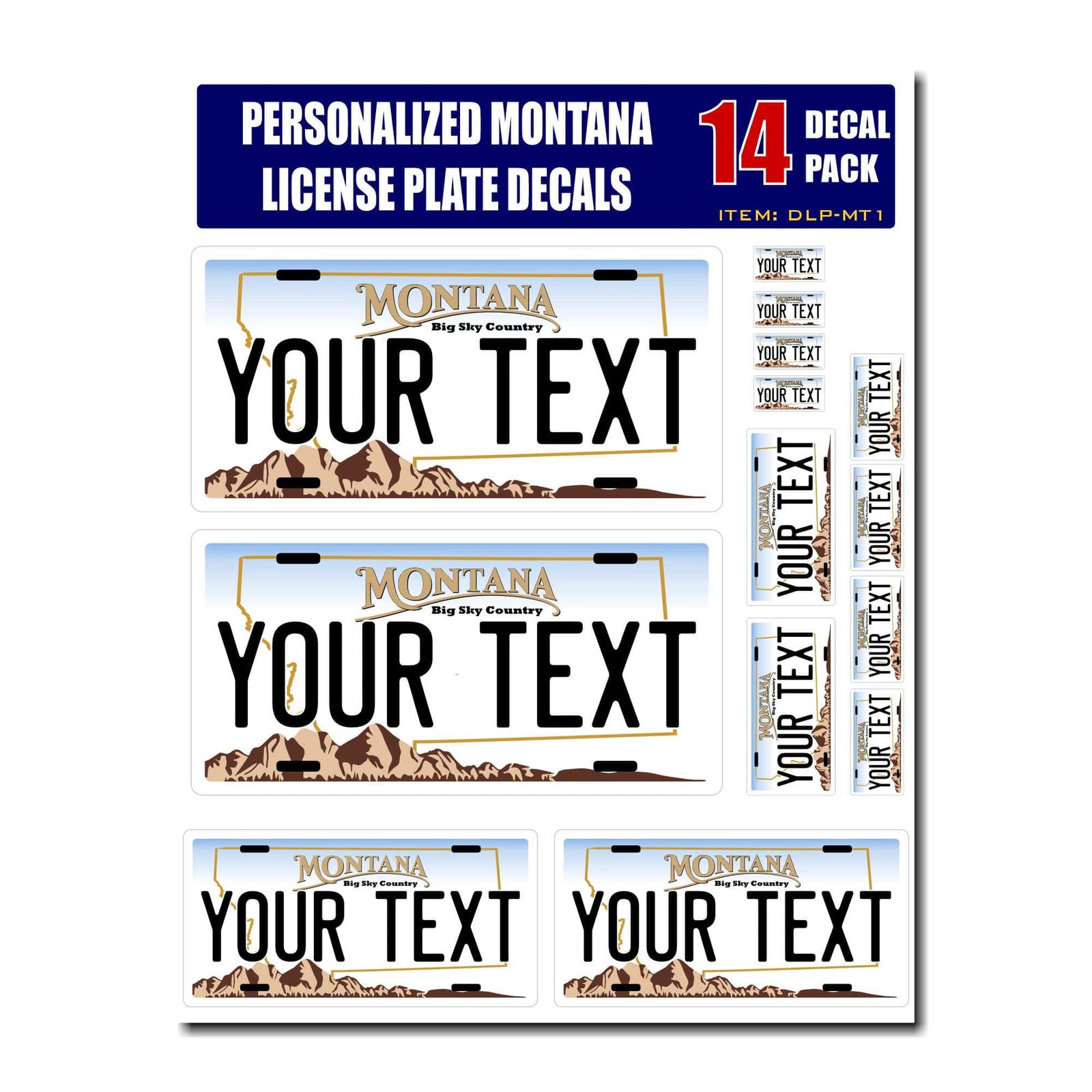 Personalized Montana License Plate Decals - Stickers Version 1