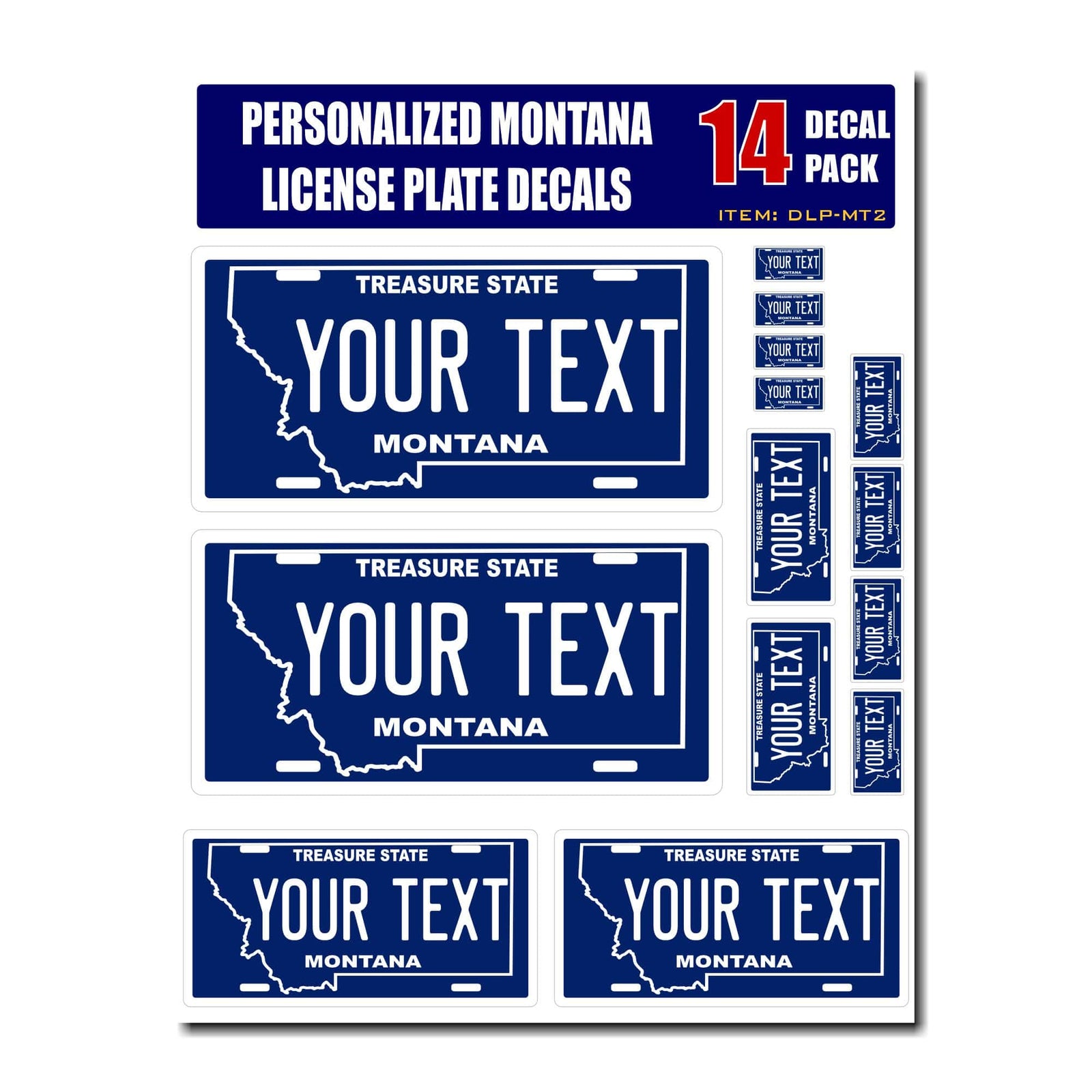 Personalized Montana License Plate Decals - Stickers Version 2