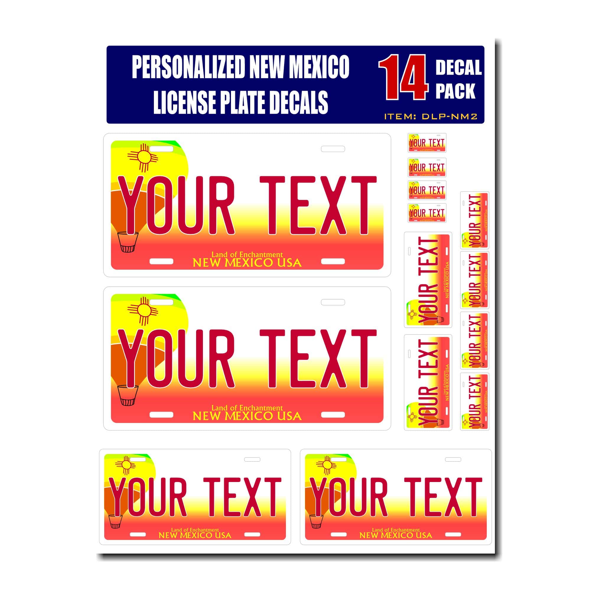 Personalized New Mexico License Plate Decals - Stickers Version 2