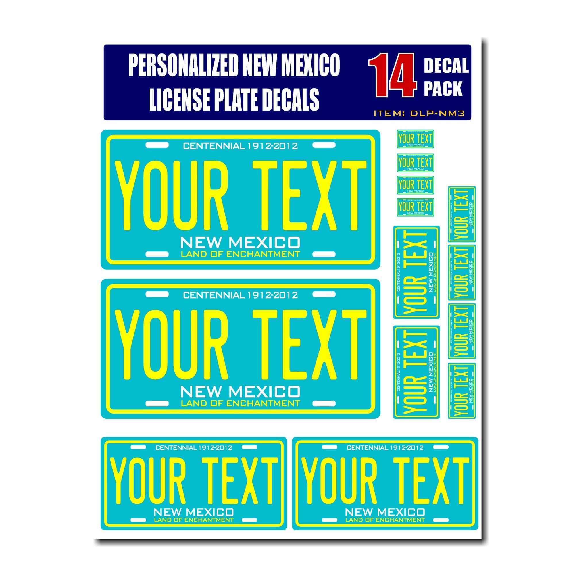 Personalized New Mexico License Plate Decals - Stickers Version 3
