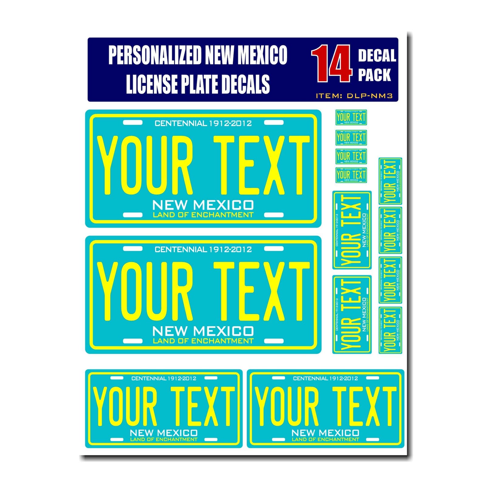 Personalized New Mexico License Plate Decals - Stickers Version 3
