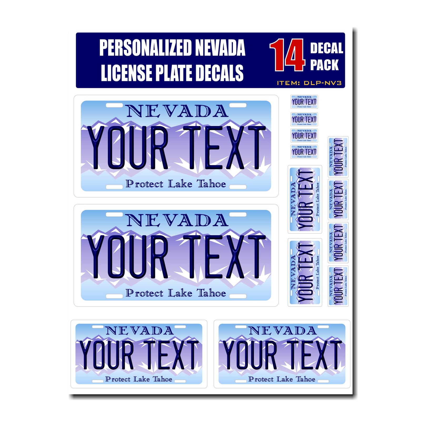 Personalized Nevada License Plate Decals - Stickers Version 3