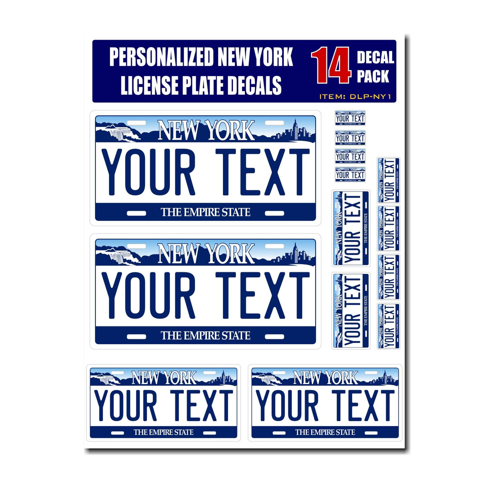 Personalized New York License Plate Decals - Stickers Version 1