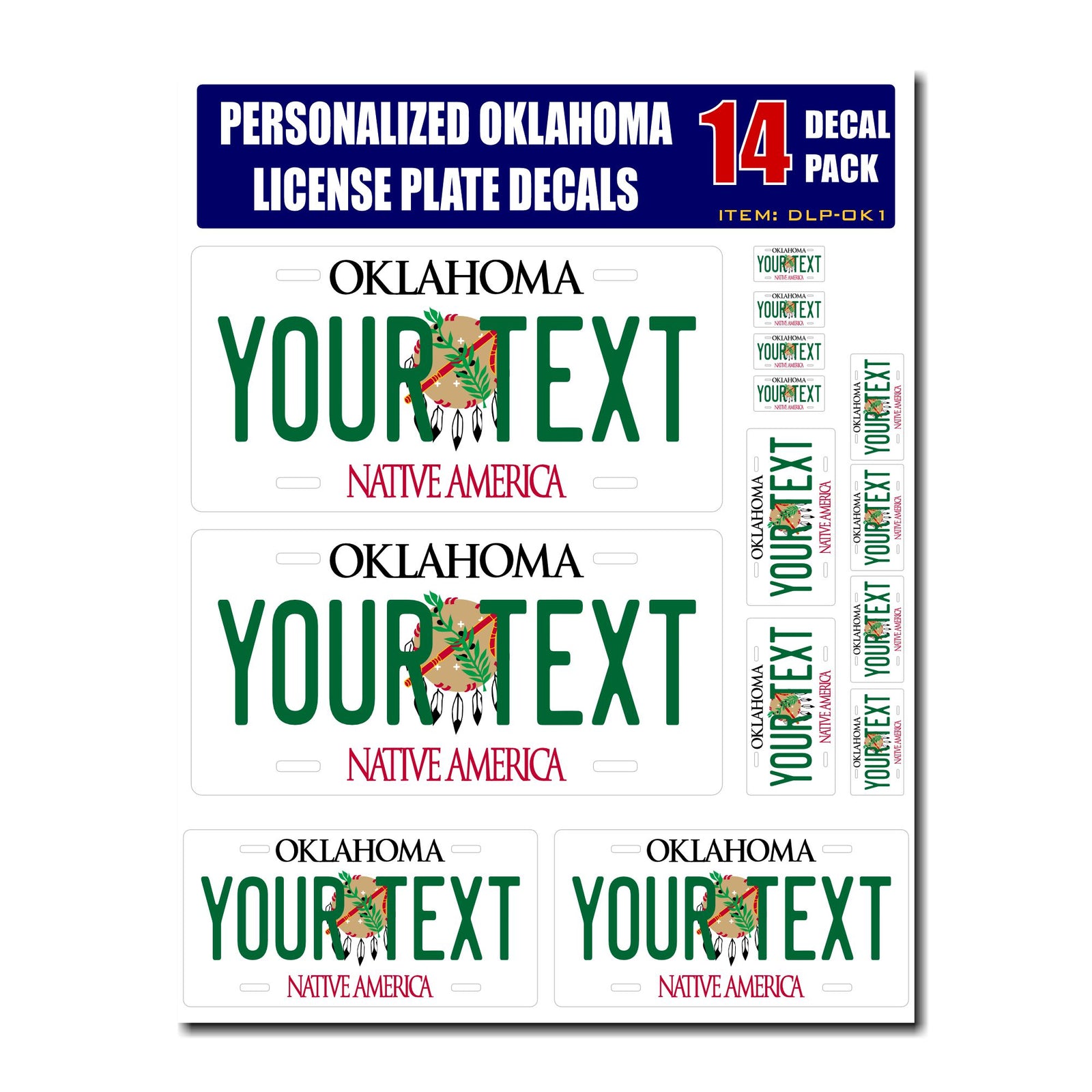 Personalized Oklahoma License Plate Decals - Stickers Version 1