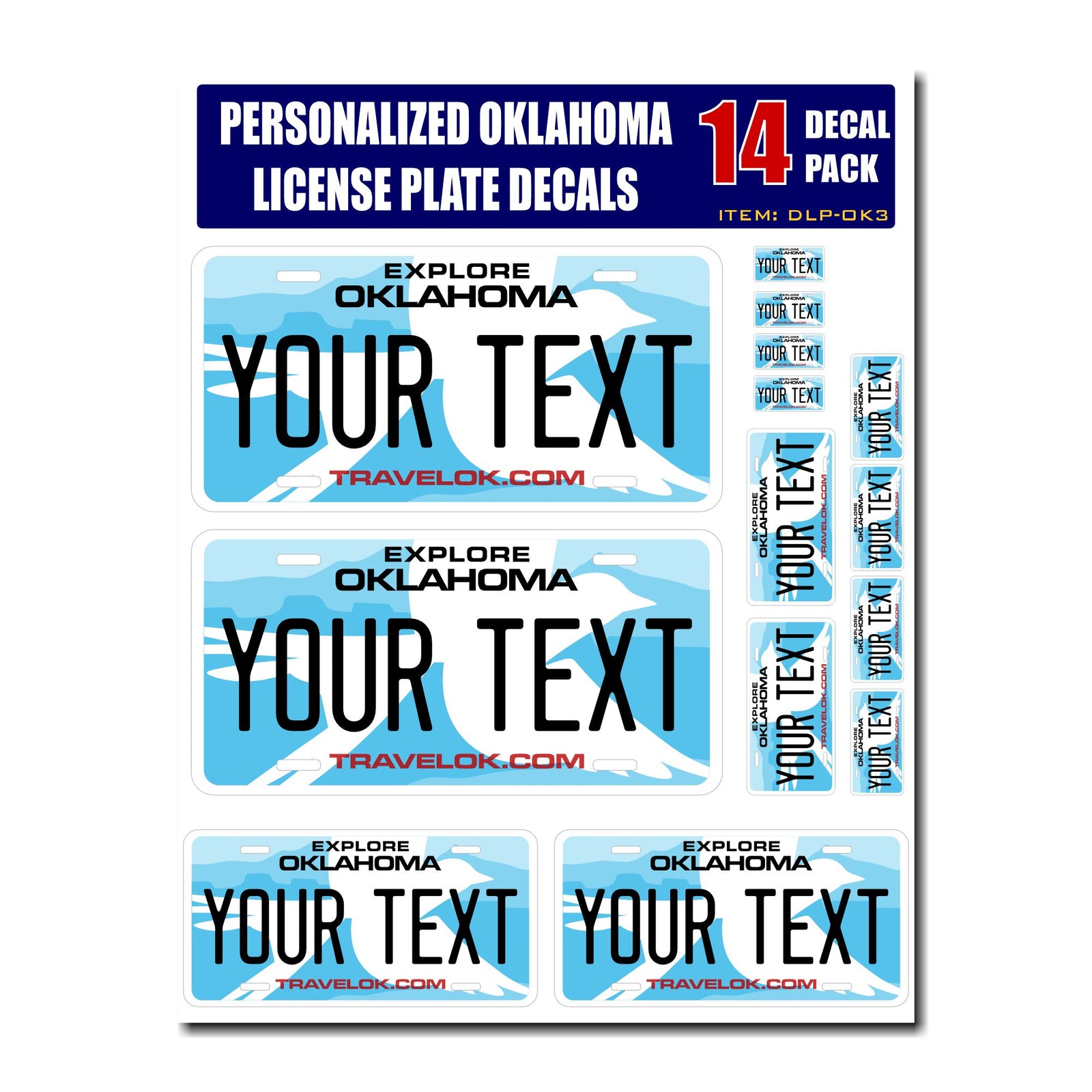 Personalized Oklahoma License Plate Decals - Stickers Version 3