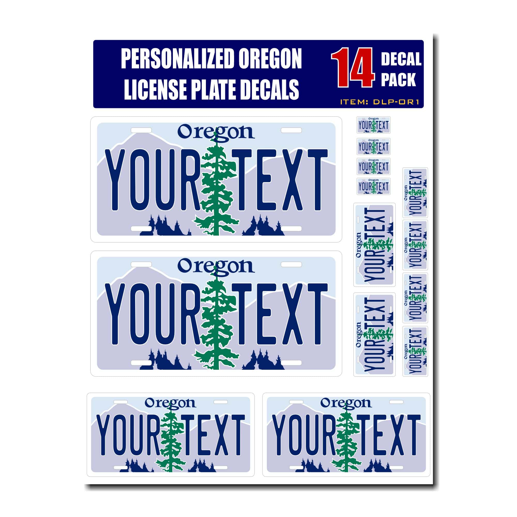 Personalized Oregon License Plate Decals - Stickers Version 1