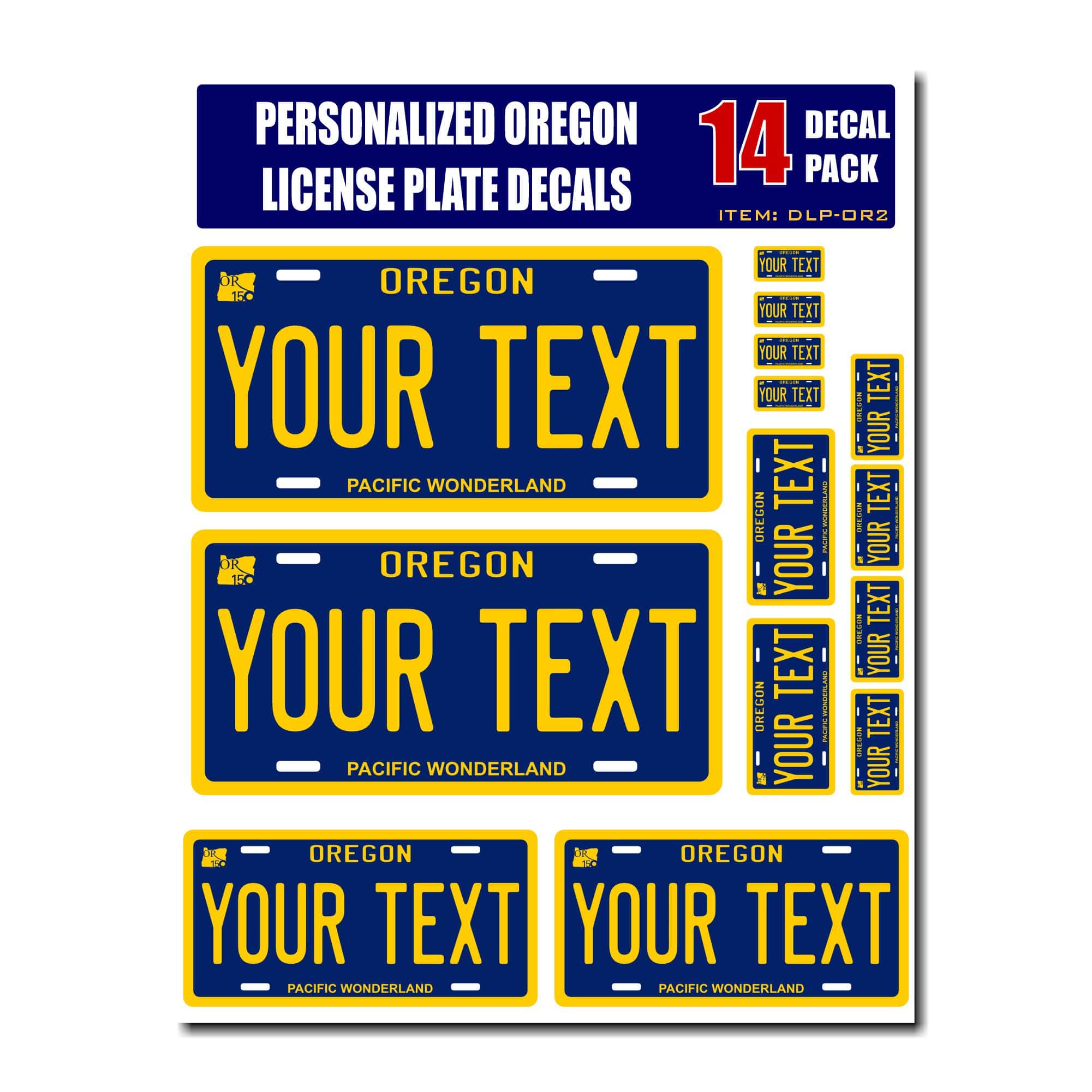 Personalized Oregon License Plate Decals - Stickers Version 2