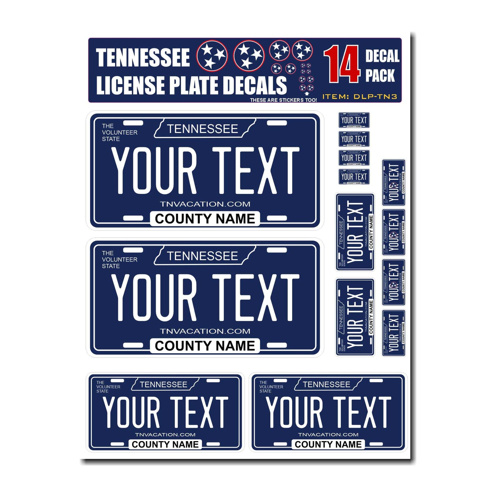 Personalized Tennessee License Plate Decals - Stickers Version 3