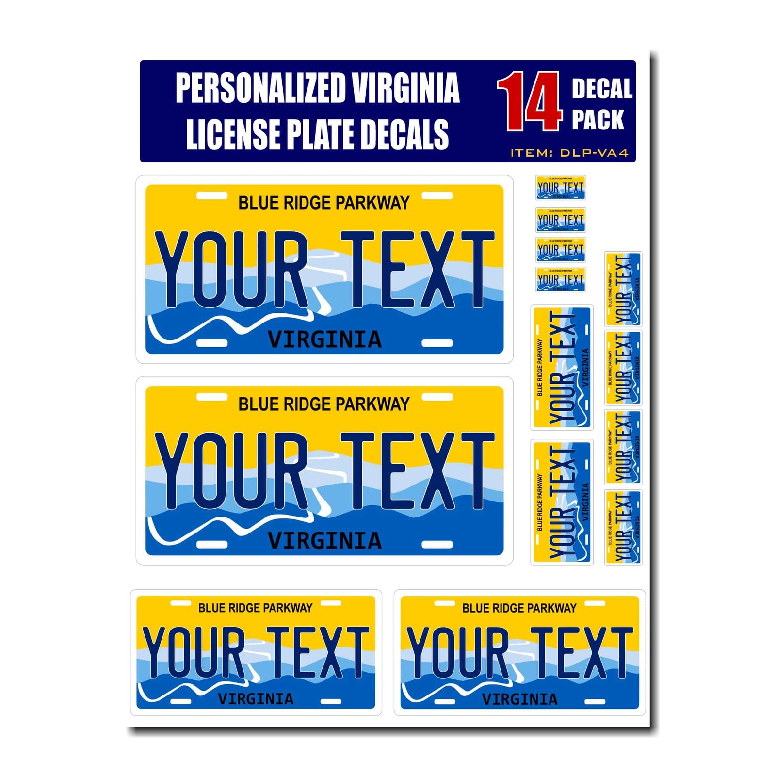Personalized Virginia License Plate Decals - Stickers Version 4