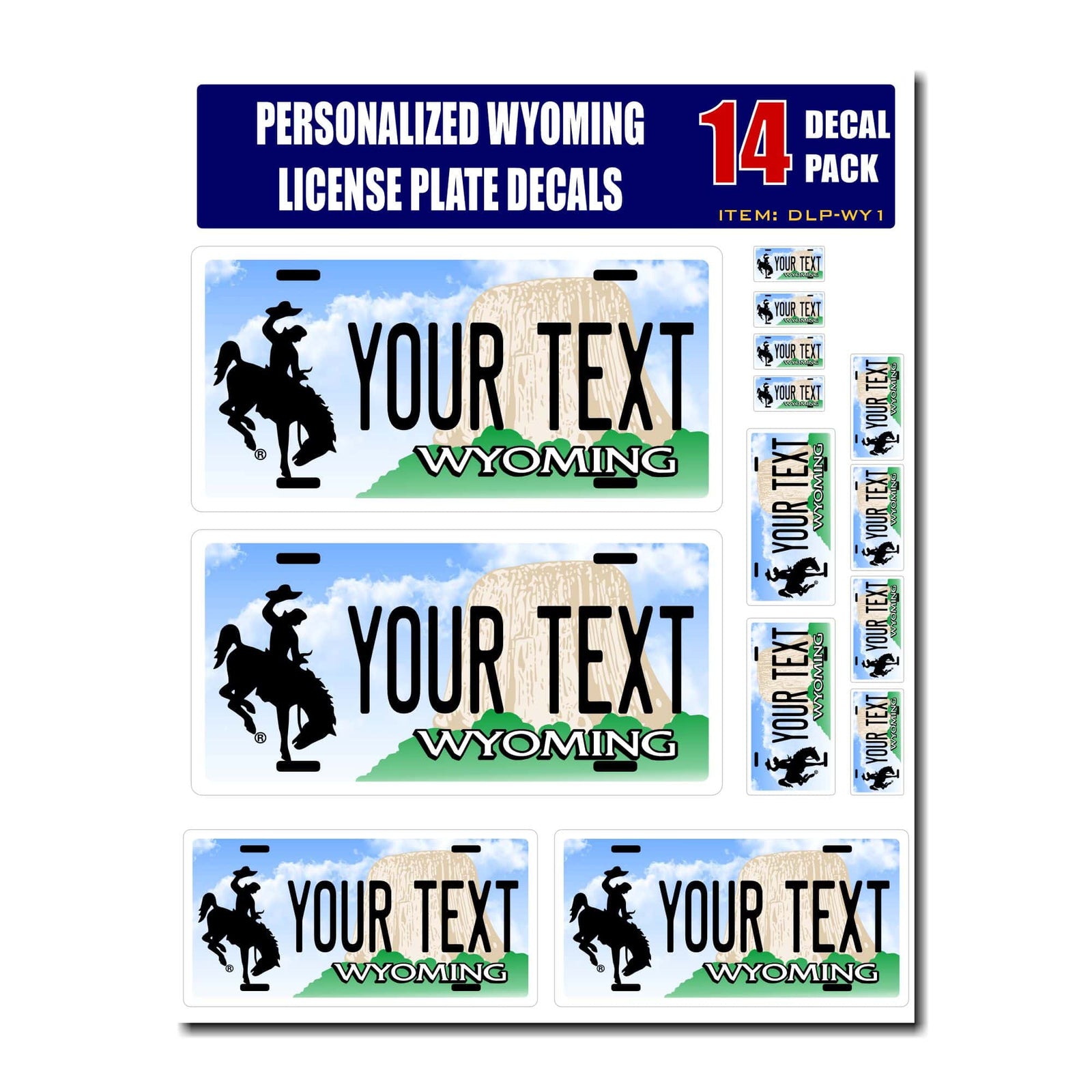 Personalized Wyoming License Plate Decals - Stickers Version 1
