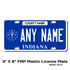 Personalized Indiana 3" X 6" FRP Plastic License Plate (KLP-IN1-3X6P)