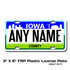 Personalized Iowa 3" X 6" FRP Plastic License Plate (KLP-IA2-3X6P)