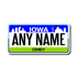 Personalized Iowa 2" X 4" Aluminum License Plate
