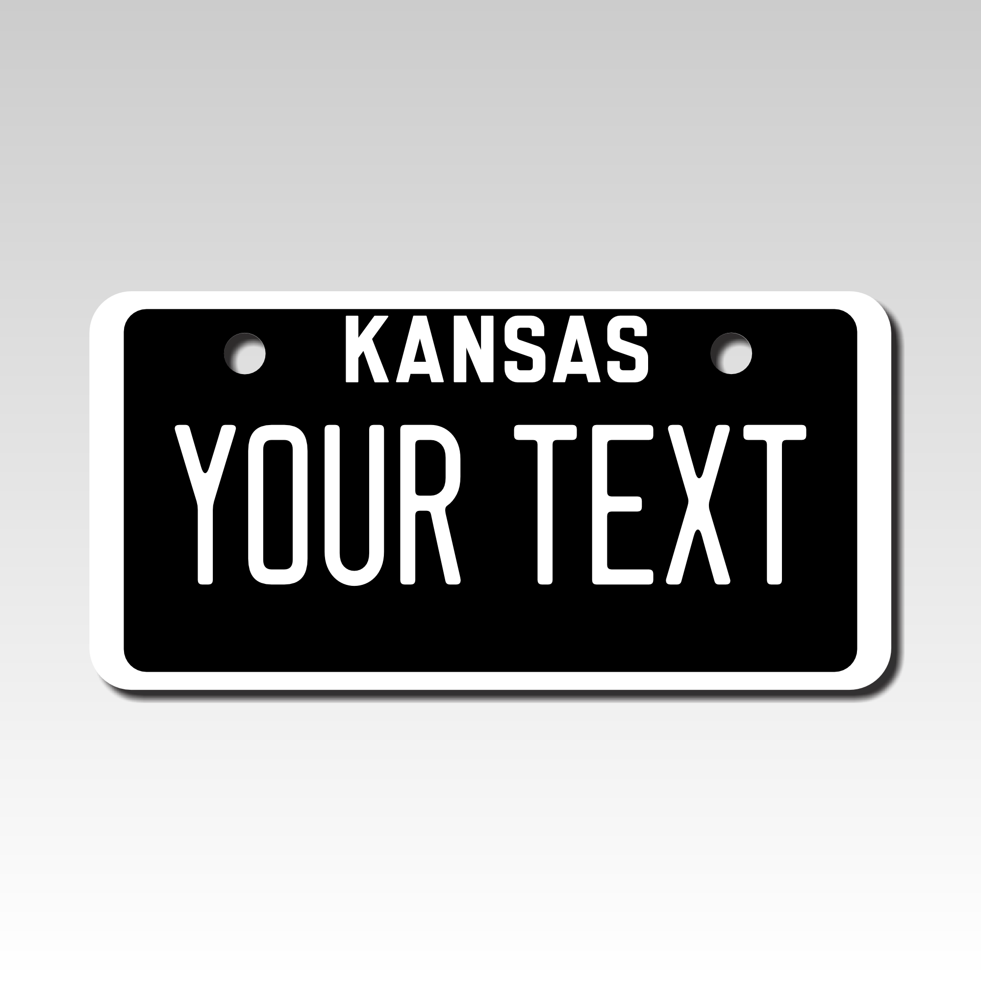 Personalized Kansas 2" X 4" Aluminum License Plate Version 8 Black Out