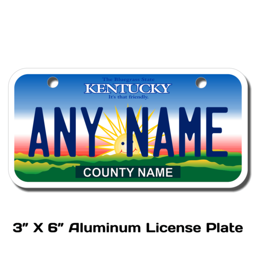 Personalized Kentucky 3" X 6" Aluminum License Plate (KLP-KY1-3X6A)
