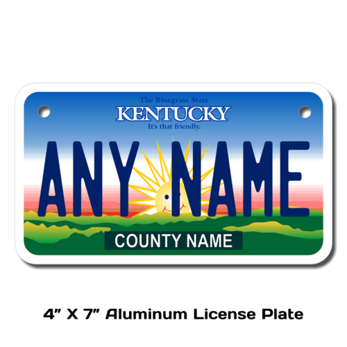 Personalized Kentucky 4" X 7" Aluminum License Plate (KLP-KY1-4X7)