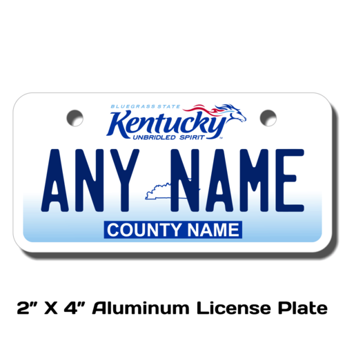 Personalized Kentucky 2" X 4" Aluminum License Plate (KLP-KY2-2X4)