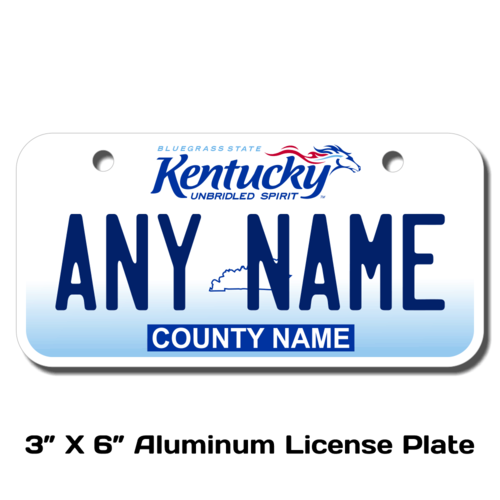 Personalized Kentucky 3" X 6" Aluminum License Plate (KLP-KY2-3X6A)