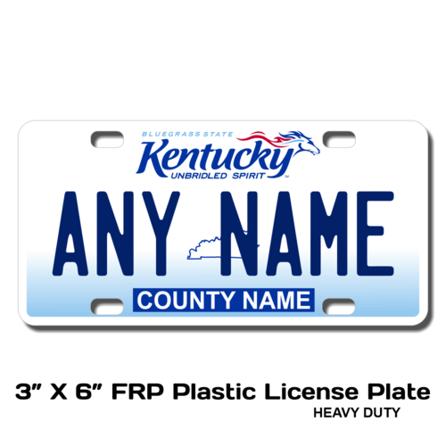 Personalized Kentucky 3" X 6" FRP Plastic License Plate (KLP-KY2-3X6P)