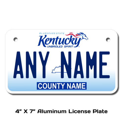 Personalized Kentucky 4" X 7" Aluminum License Plate (KLP-KY2-4X7)