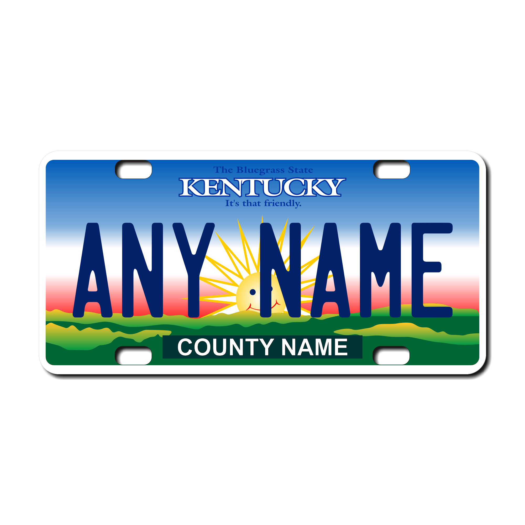 Personalized Kentucky 3" X 6" FRP Plastic License Plate