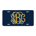Vine Font Monogram License Plates or keychain - Notre Dame University Team Colors - Choose from 6 sizes personalized with your monogram. KLP-155