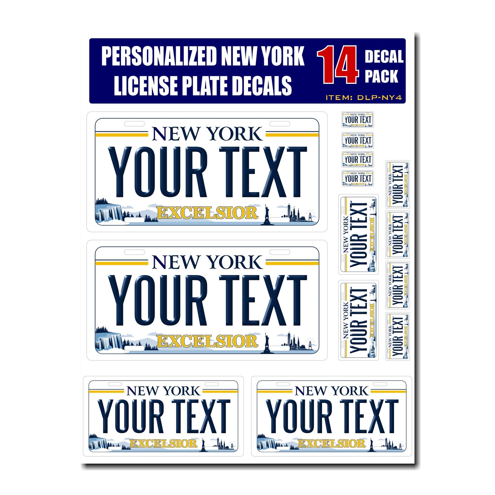 Personalized New York License Plate Decals - Stickers Version 4